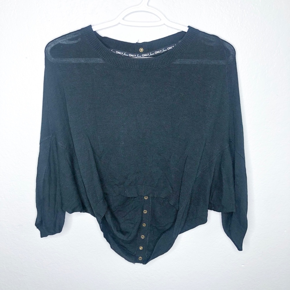 ONLY Black Crop with Gold Buttons Up Back